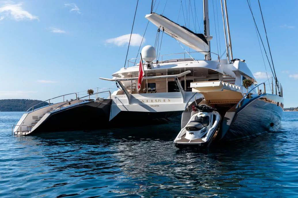 a boat on the water aboard ALLURES Yacht for Charter