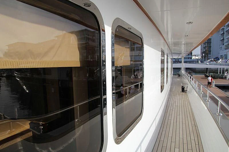 a train station with a large glass window aboard AMARA Yacht for Sale