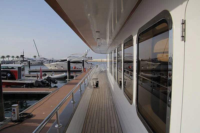 a train on the railway tracks aboard AMARA Yacht for Sale