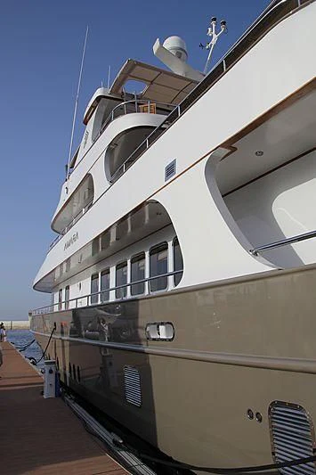 a large ship docked aboard AMARA Yacht for Sale