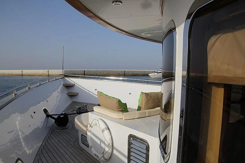 a boat with a towel on the front aboard AMARA Yacht for Sale