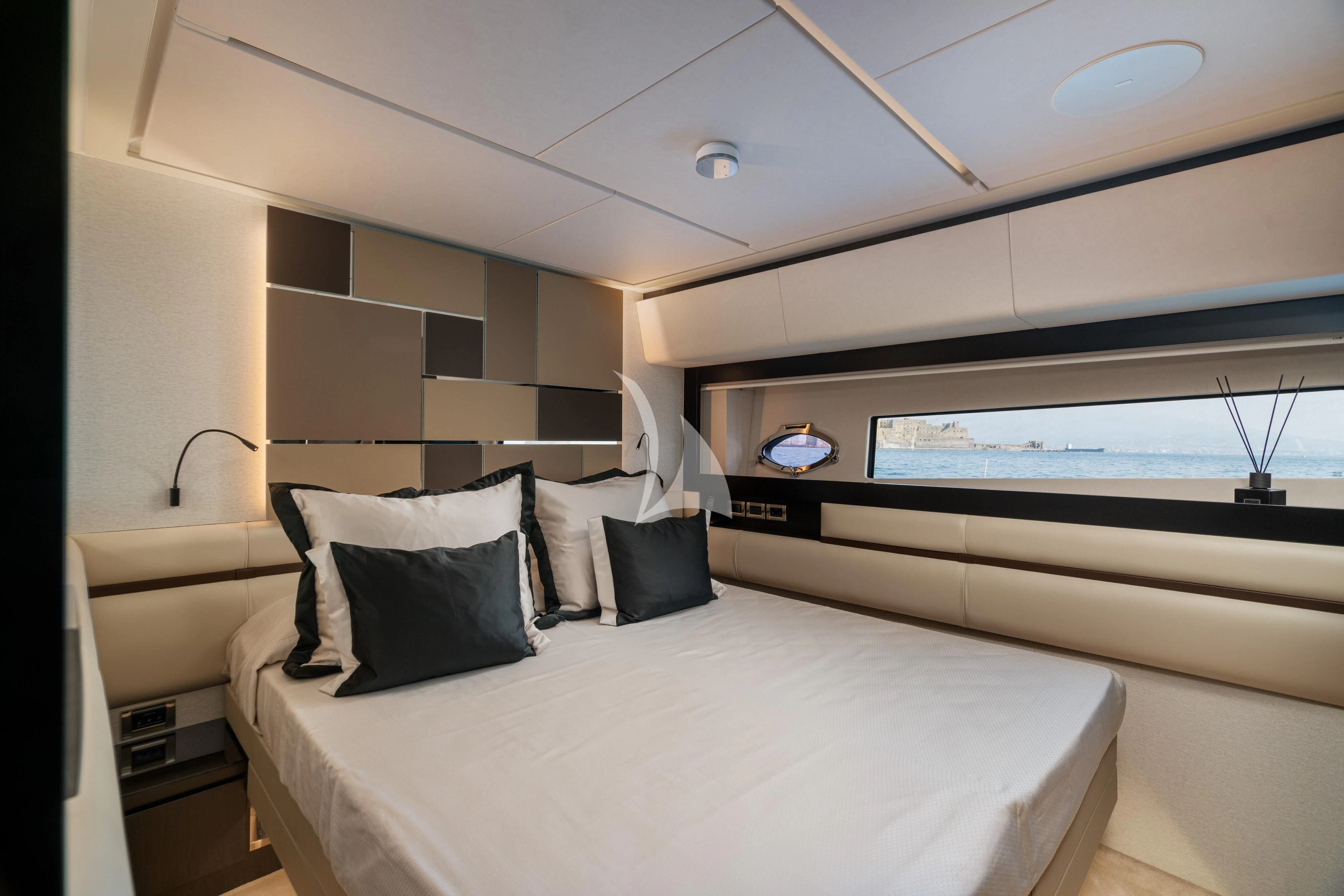 a room with two beds aboard SOPHIA Yacht for Sale