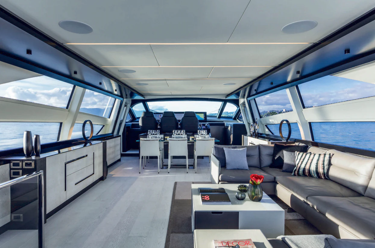 inside of a car aboard SOPHIA Yacht for Sale