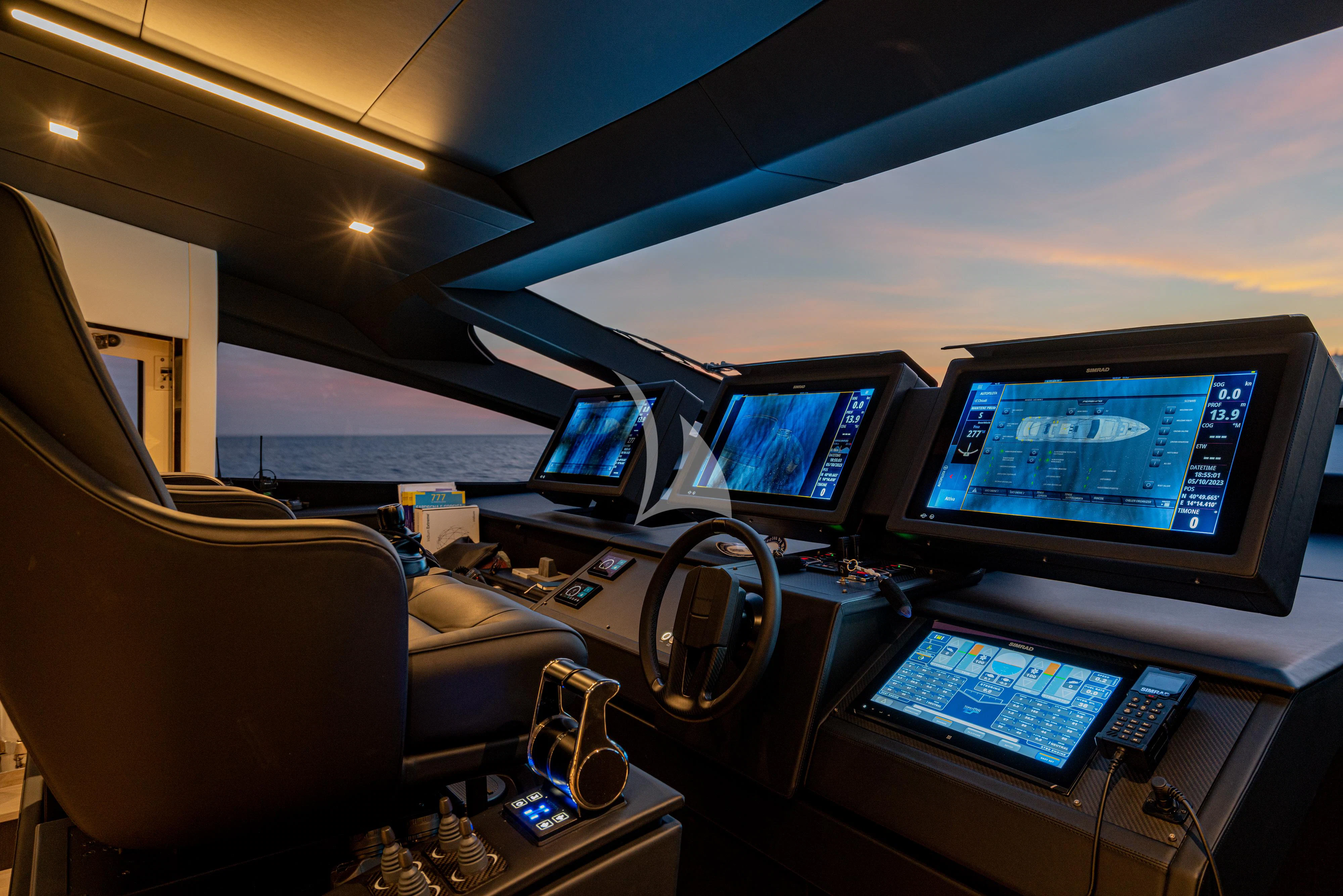 a plane with many computers aboard SOPHIA Yacht for Sale