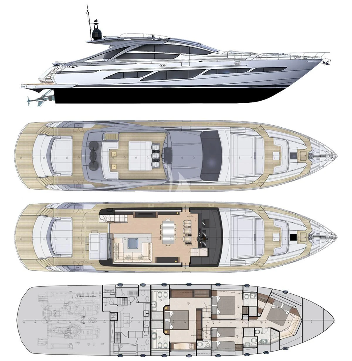 diagram, engineering drawing aboard SOPHIA Yacht for Sale