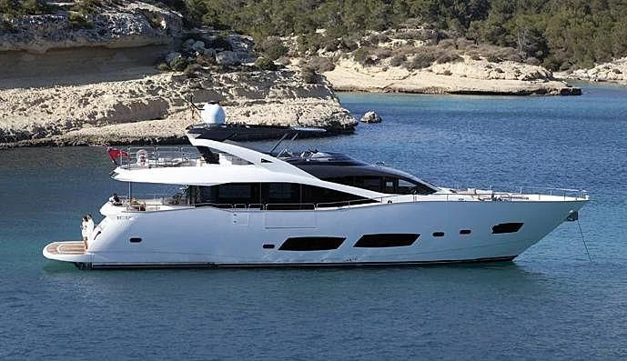 a white yacht in the water aboard RAY 3 Yacht for Sale