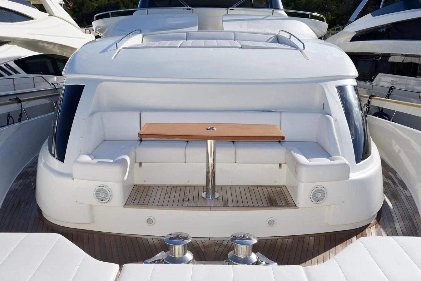 the front of a white car aboard BLESSED ONE Yacht for Sale