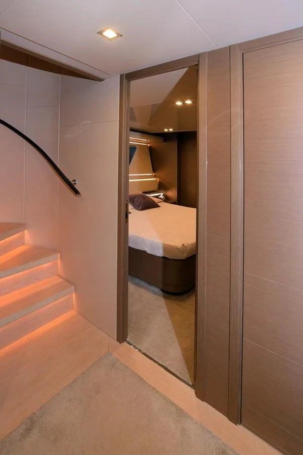 a bathroom with a glass shower aboard BLESSED ONE Yacht for Sale