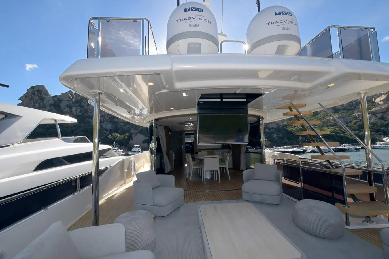 a boat docked at a pier aboard BLESSED ONE Yacht for Sale