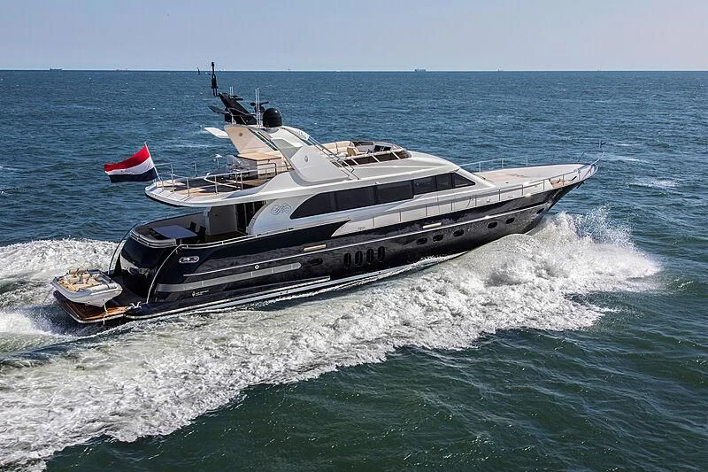 a military ship in the water aboard VALENCIA Yacht for Sale
