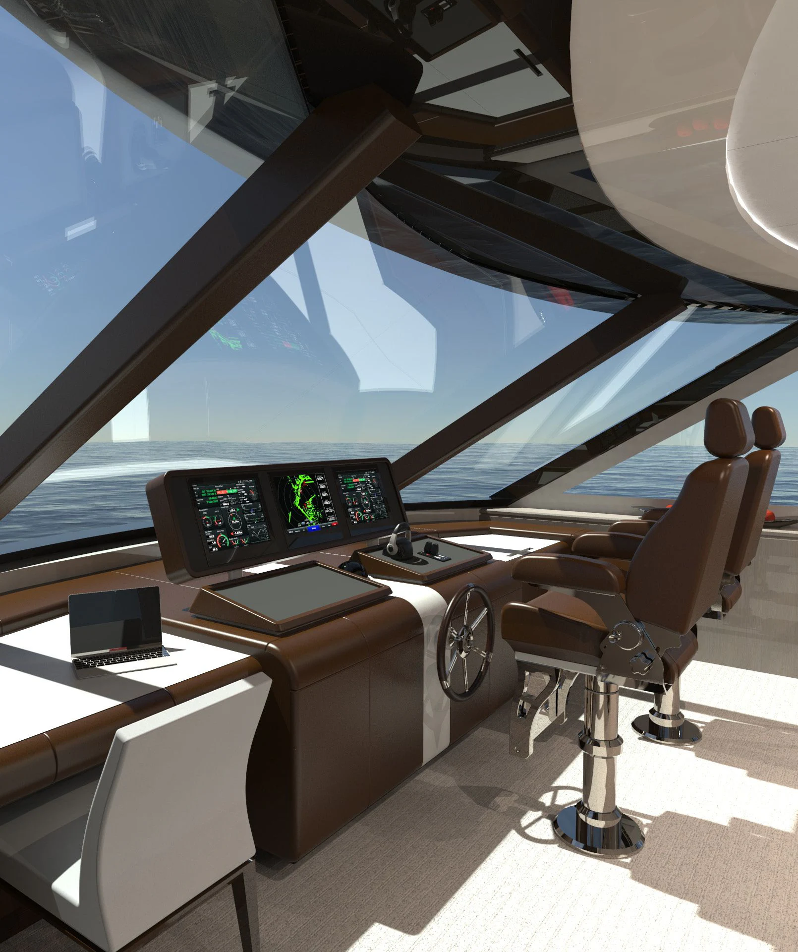a room with a desk and a computer aboard OCEAN ALEXANDER 32L10 Yacht for Sale