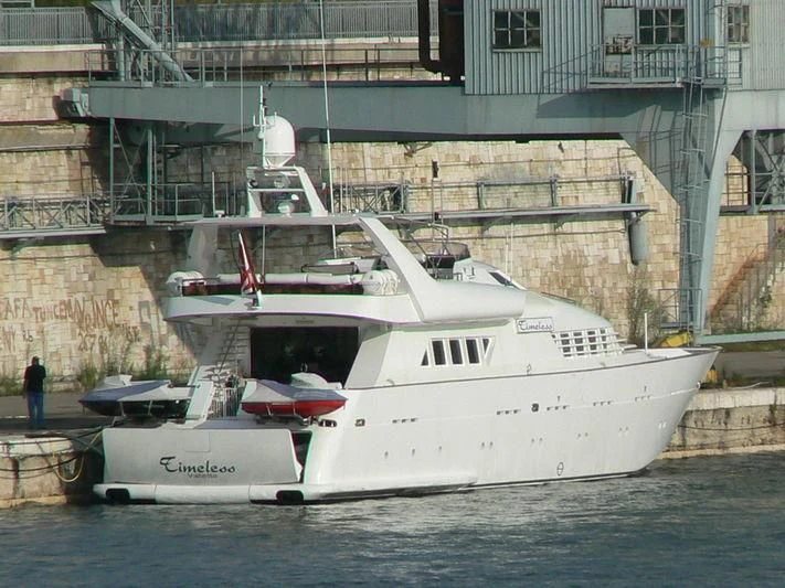 a large white boat aboard AN Yacht for Sale