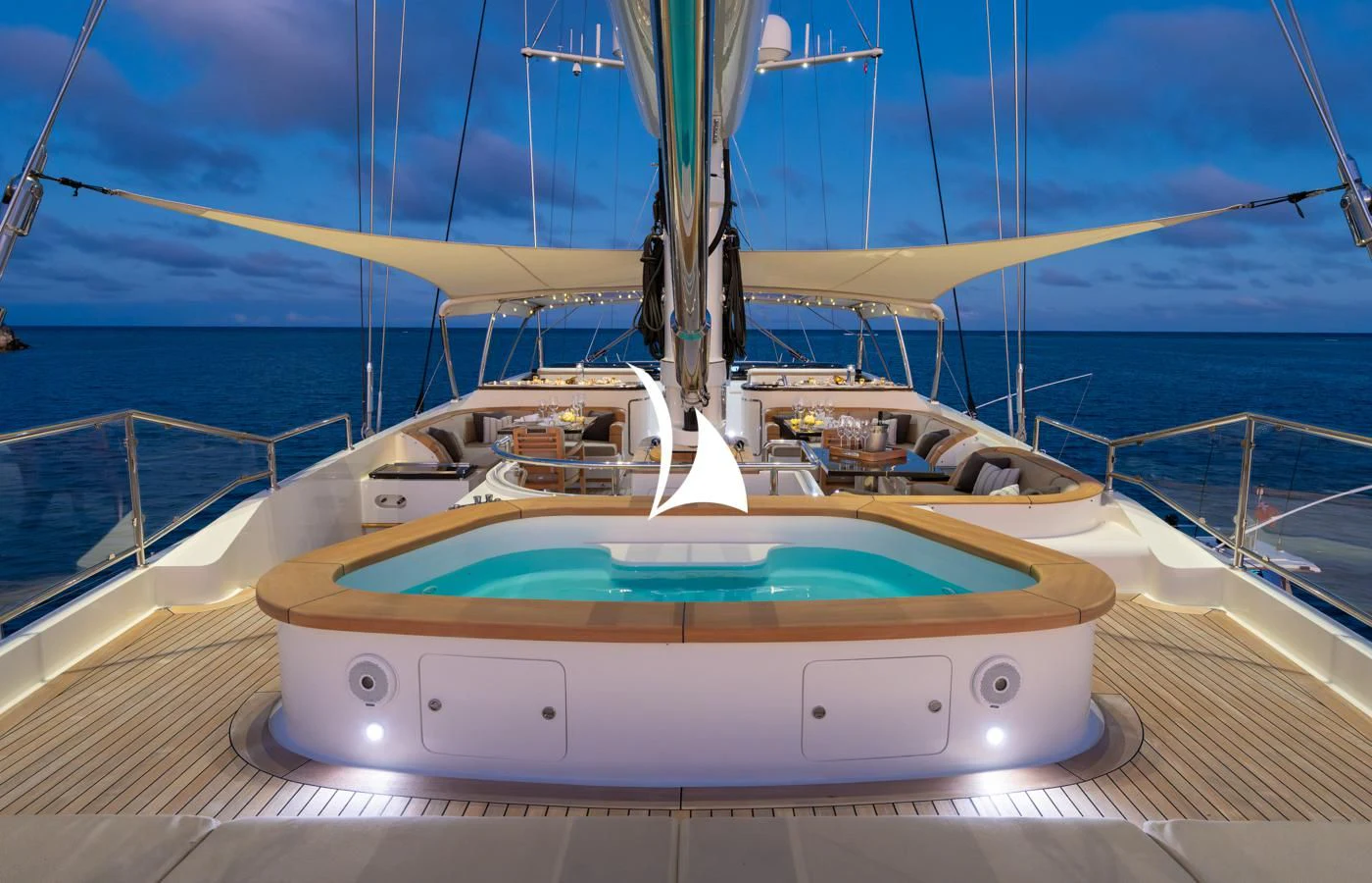 a boat on a deck aboard ASAHI Yacht for Sale