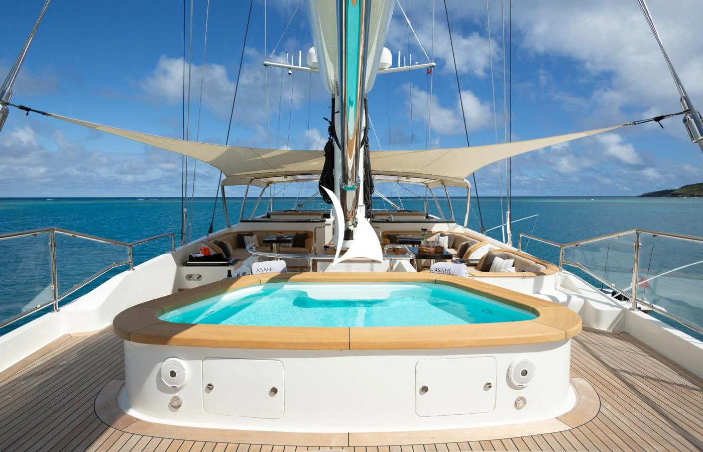 a boat on the water aboard ASAHI Yacht for Sale