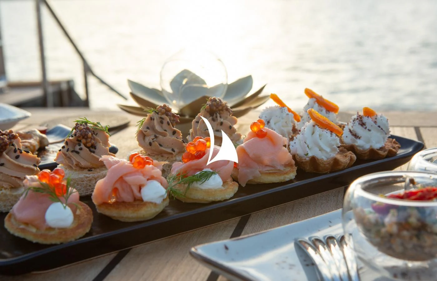 a table full of desserts aboard ASAHI Yacht for Sale