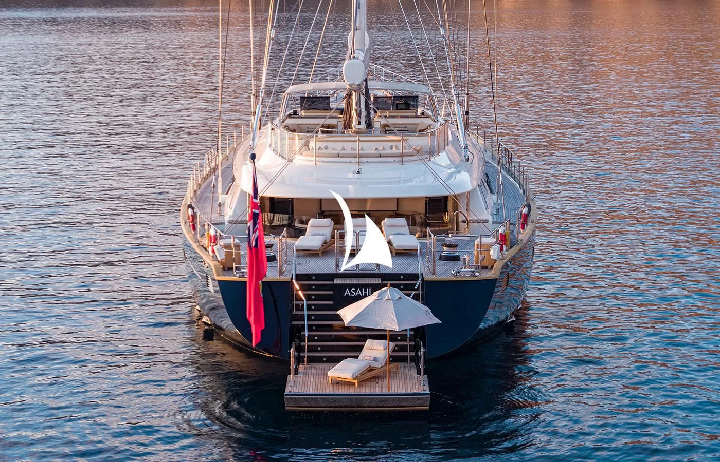 a boat on the water aboard ASAHI Yacht for Sale