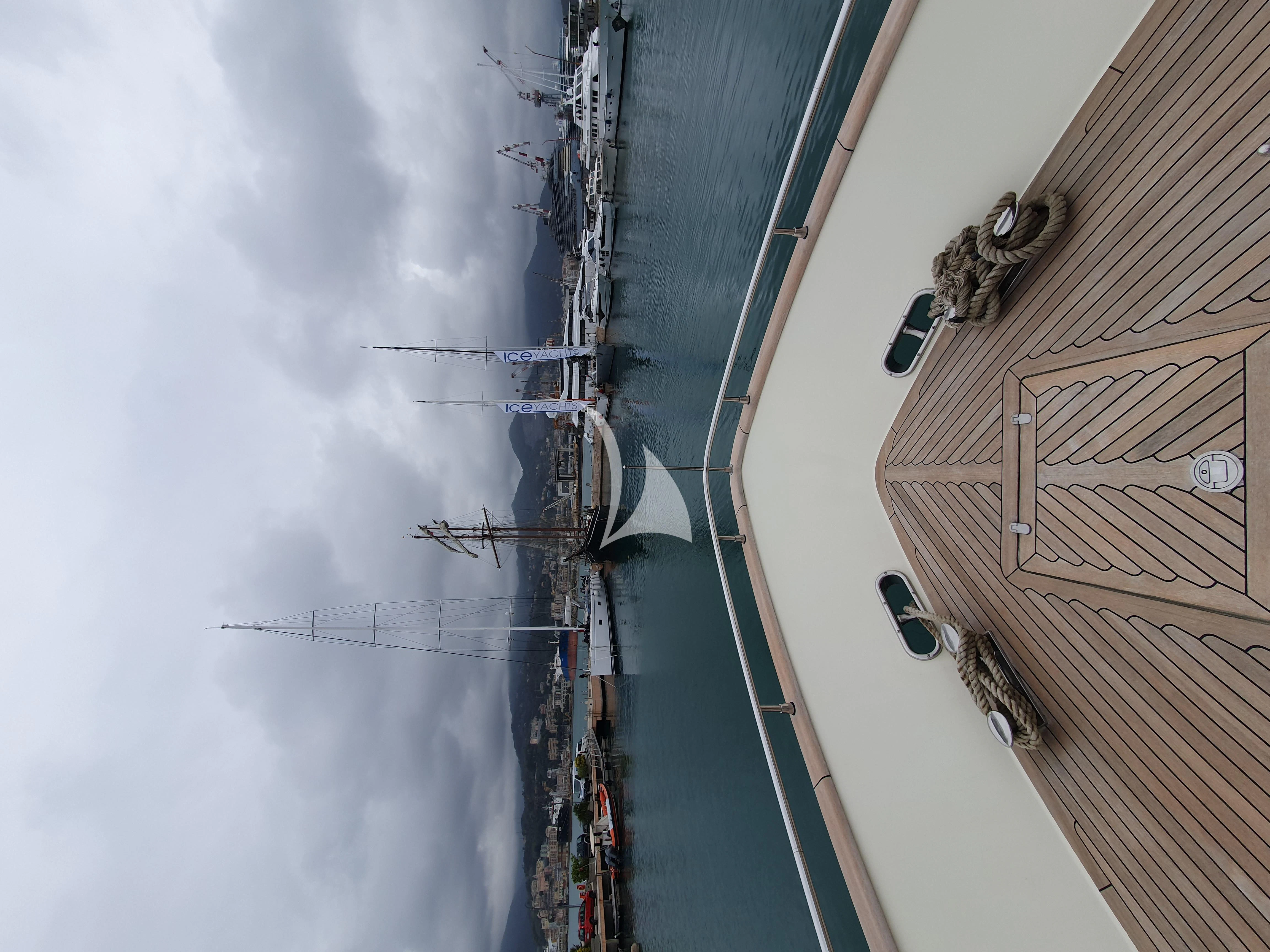 a large building with a tower aboard ANYTHING GOES IV Yacht for Sale
