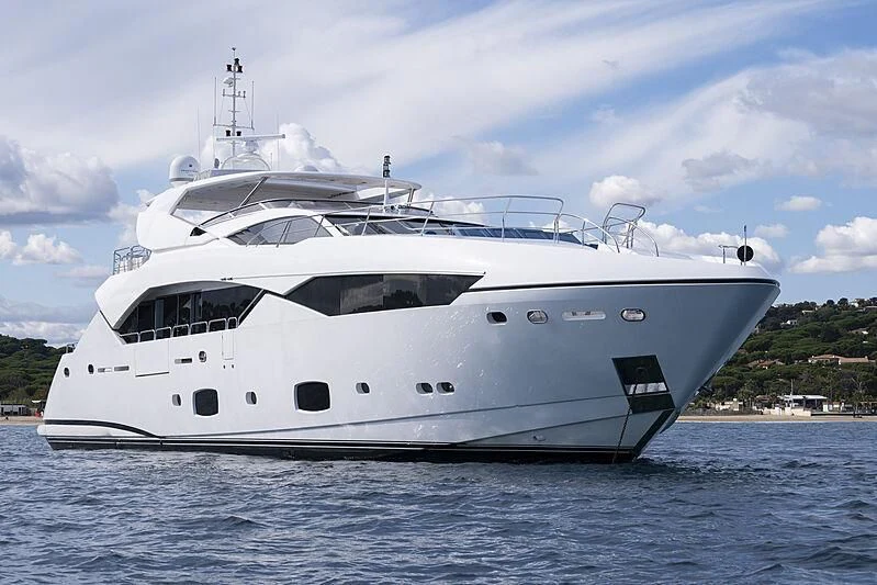 a large white yacht in the water aboard R2 Yacht for Sale