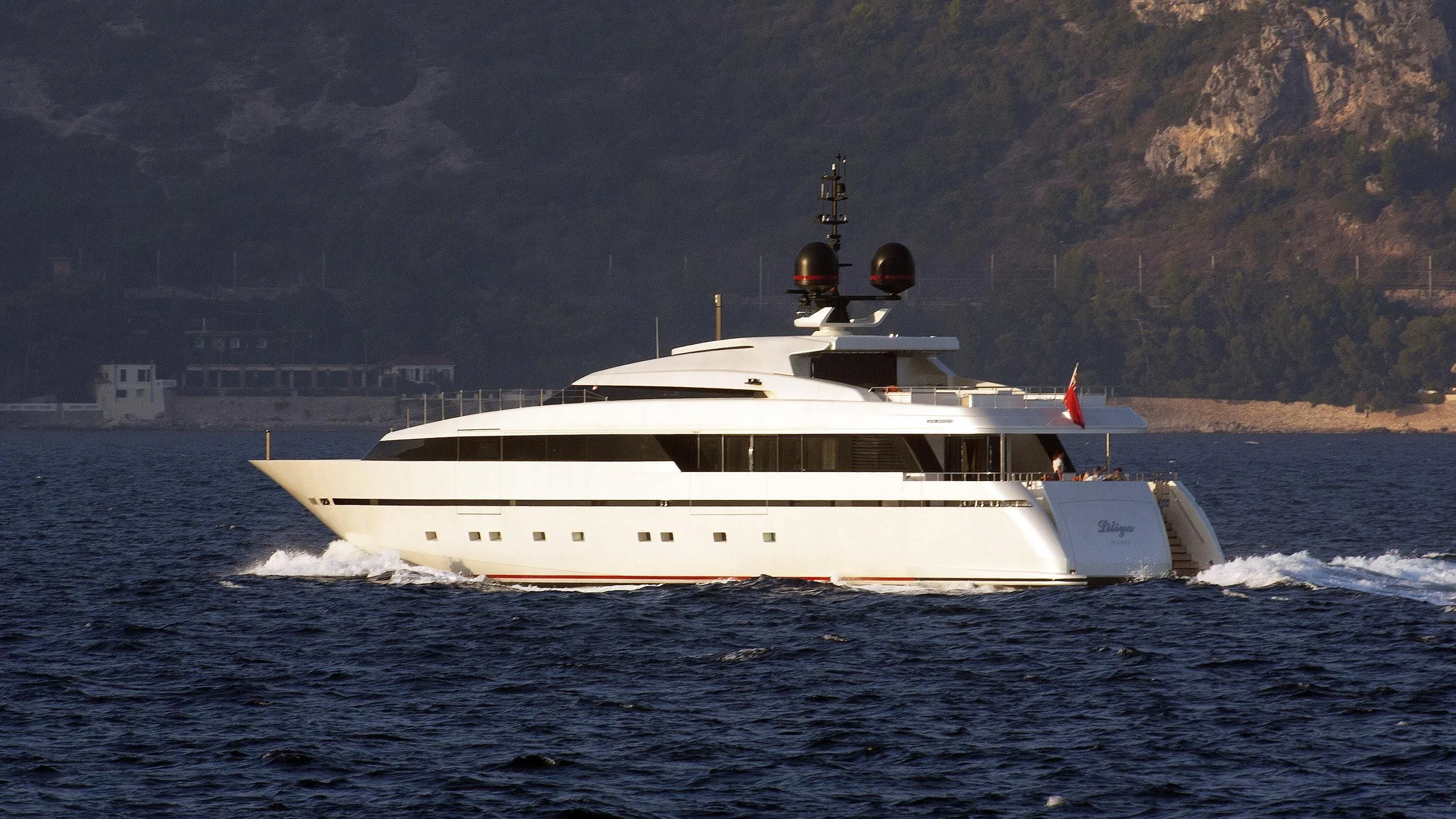 a boat on the water aboard LILIYA Yacht for Sale