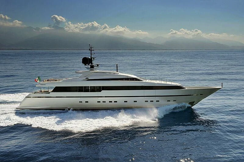 a white boat in the water aboard LILIYA Yacht for Sale