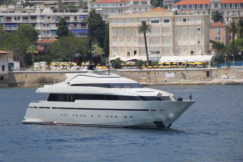 a white yacht in the water aboard LILIYA Yacht for Sale
