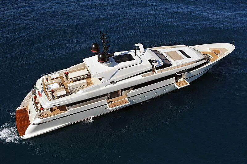 a white boat in the water aboard LILIYA Yacht for Sale