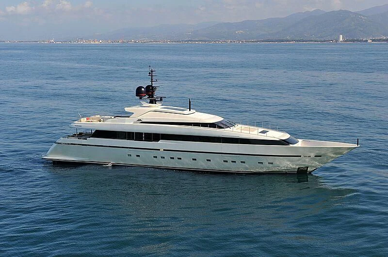 a white yacht in the water aboard LILIYA Yacht for Sale