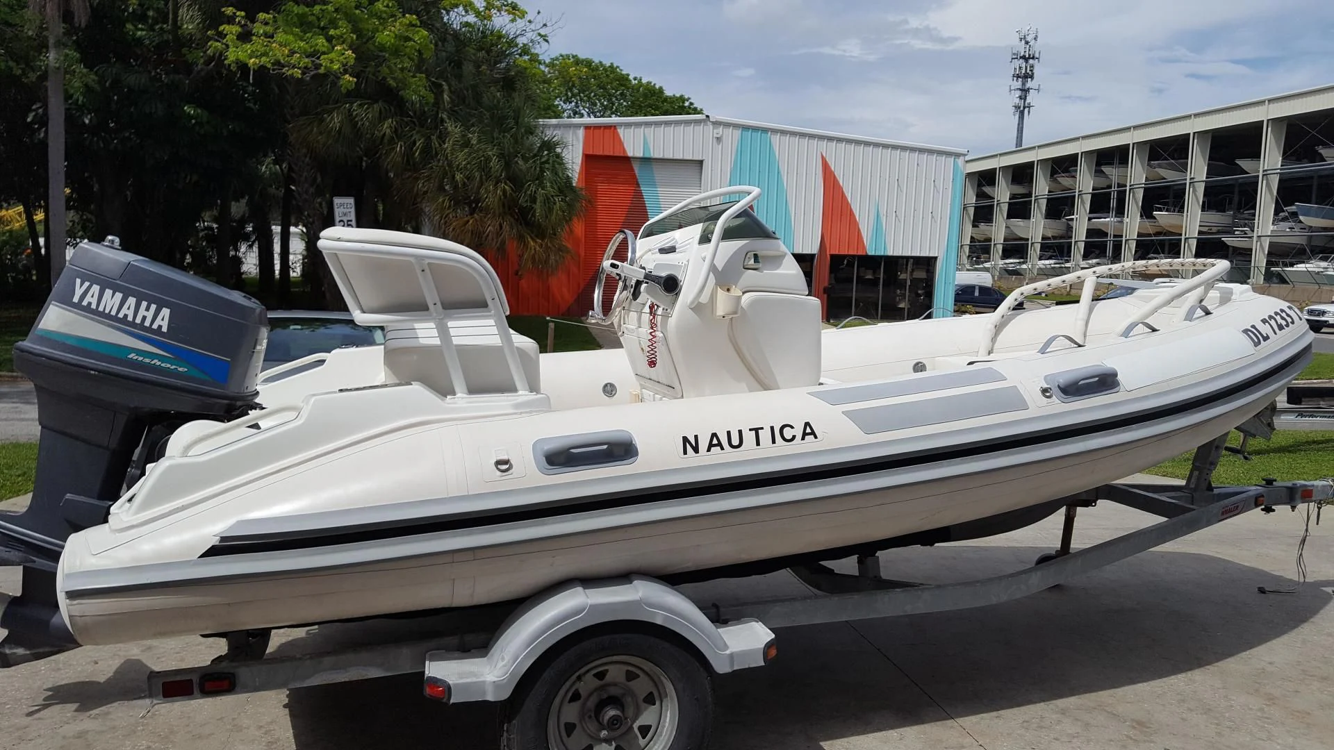 a boat on a trailer aboard PRIMETIME III Yacht for Sale