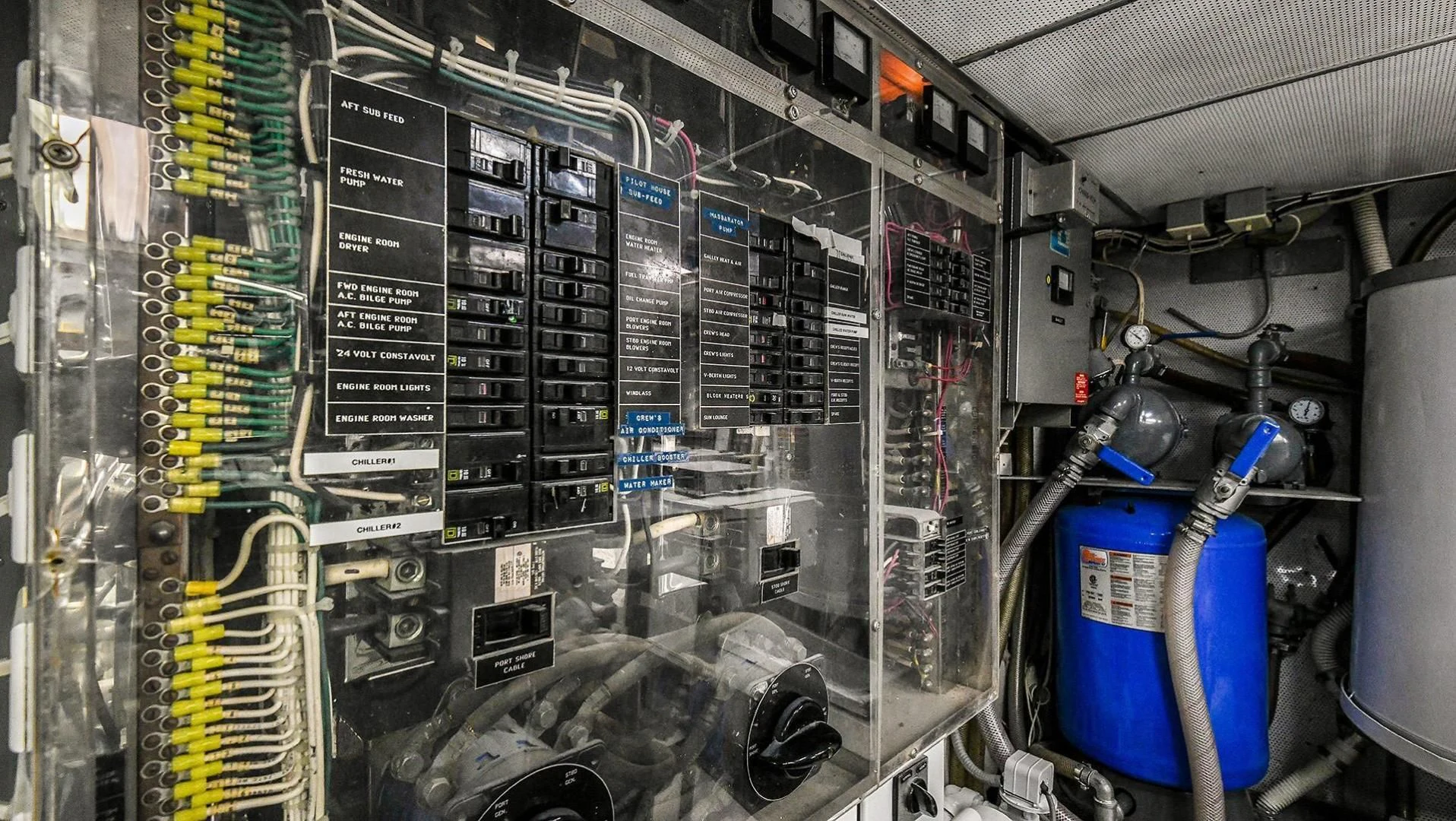 a machine with wires and boxes aboard PRIMETIME III Yacht for Sale
