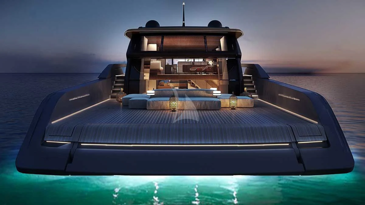 a car with a large battery aboard ANMAX Yacht for Sale