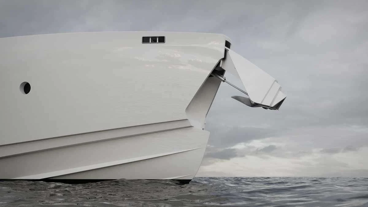 a white boat in the water aboard ANMAX Yacht for Sale