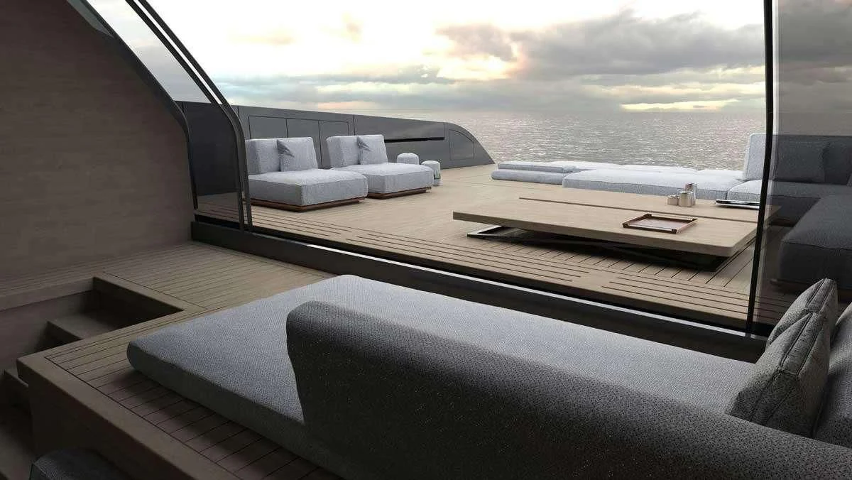 inside of a car aboard ANMAX Yacht for Sale