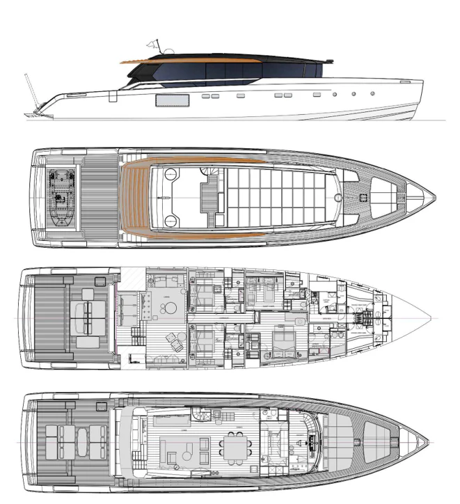 diagram, engineering drawing aboard ANMAX Yacht for Sale
