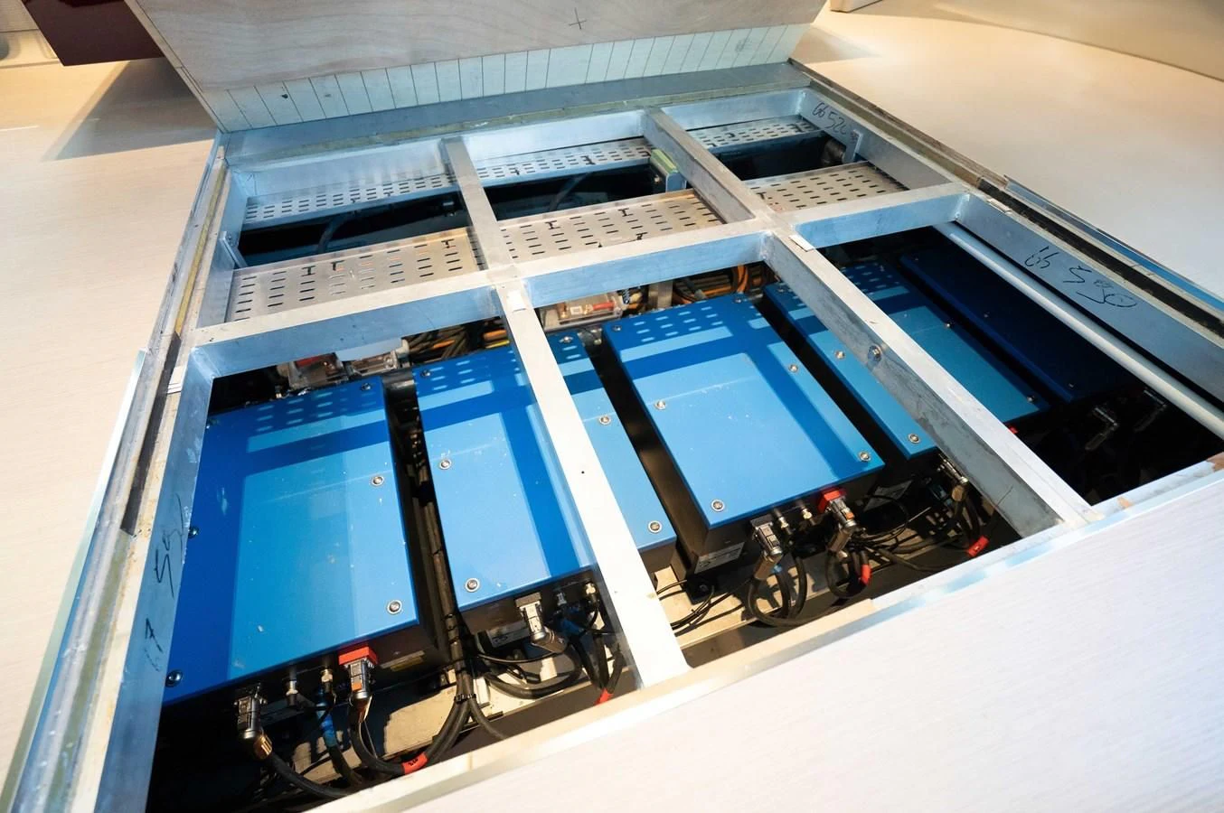 a blue and white machine aboard ANMAX Yacht for Sale