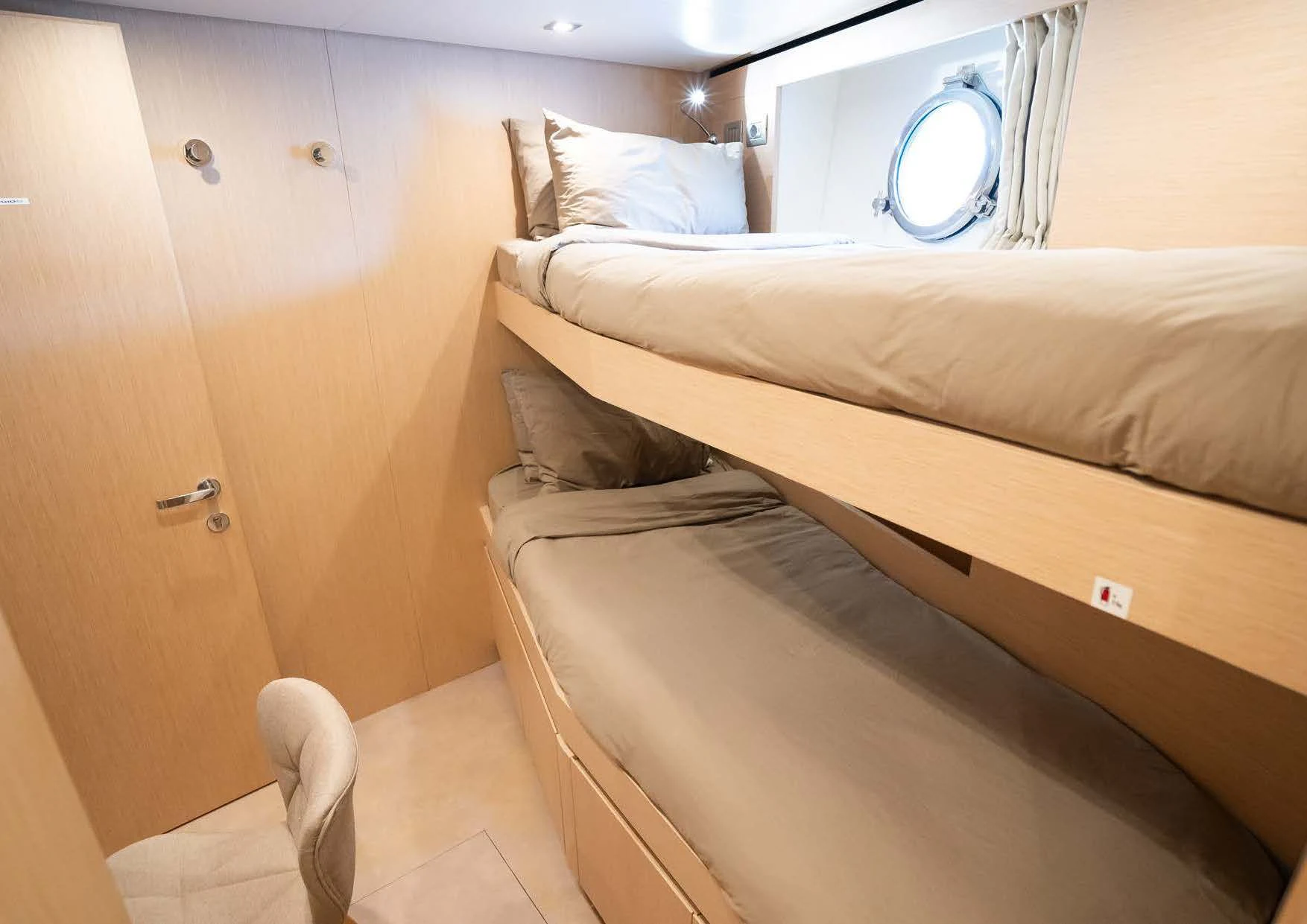 a bed in a room aboard ANMAX Yacht for Sale