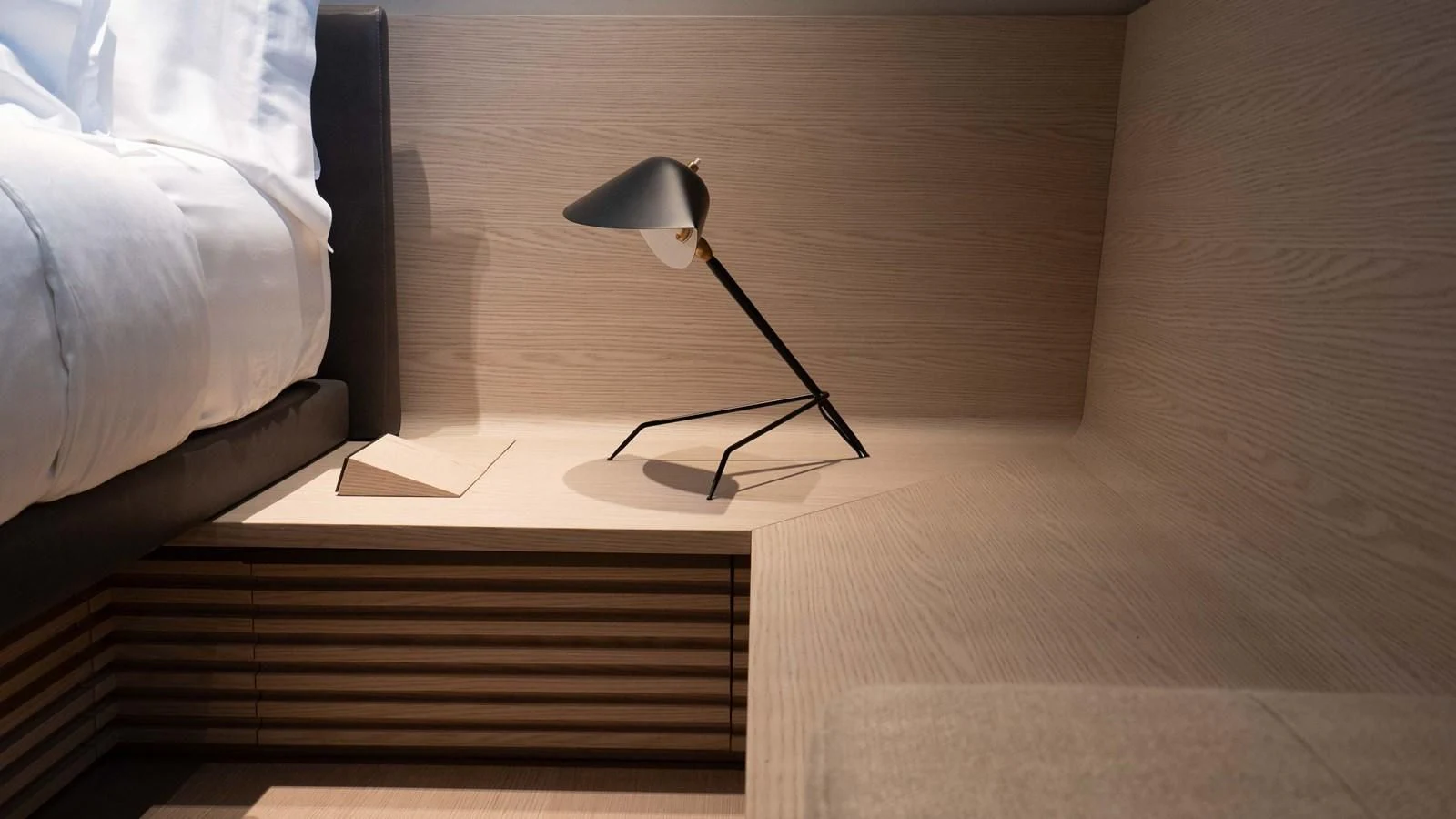 a lamp on a table aboard ANMAX Yacht for Sale
