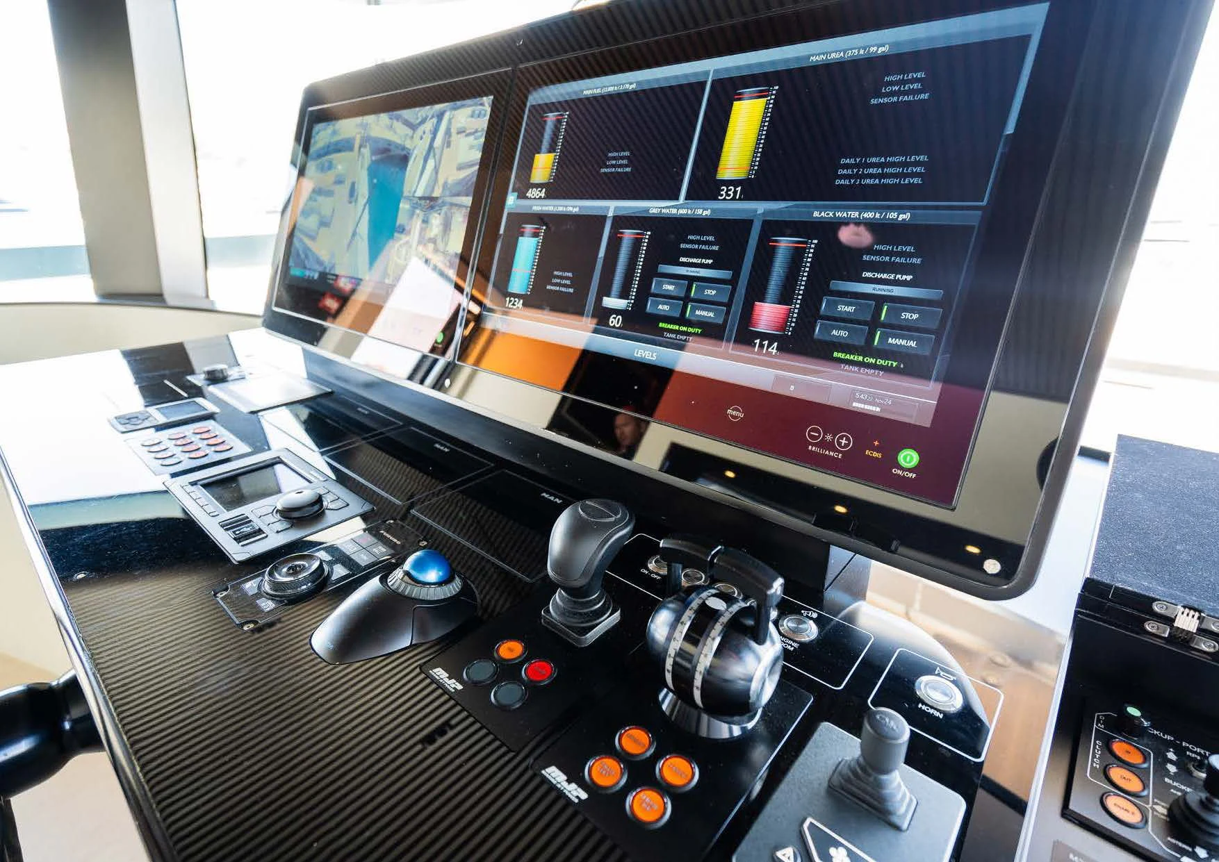 a control panel with a game console aboard ANMAX Yacht for Sale