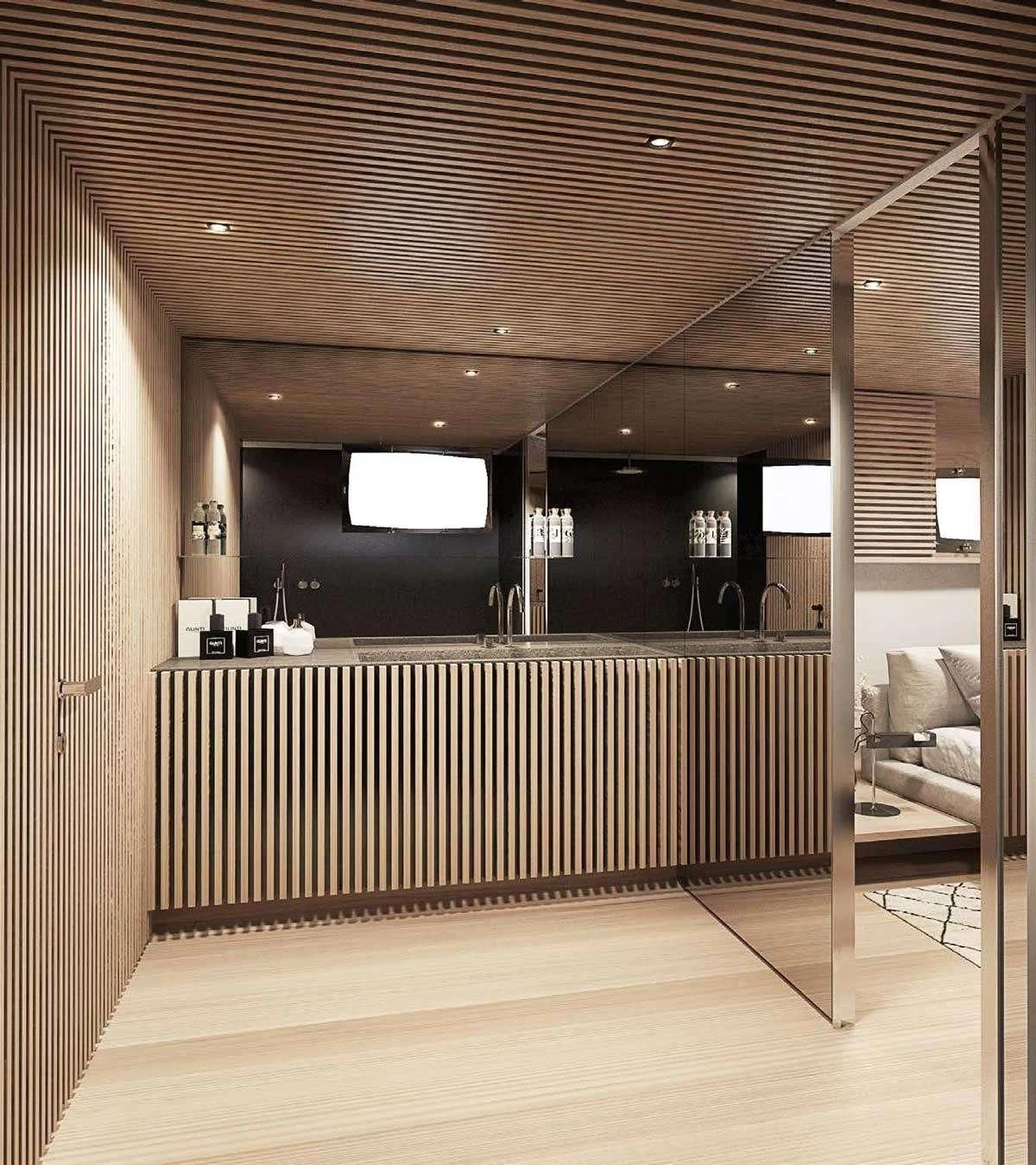 a large room with a large window aboard ANMAX Yacht for Sale