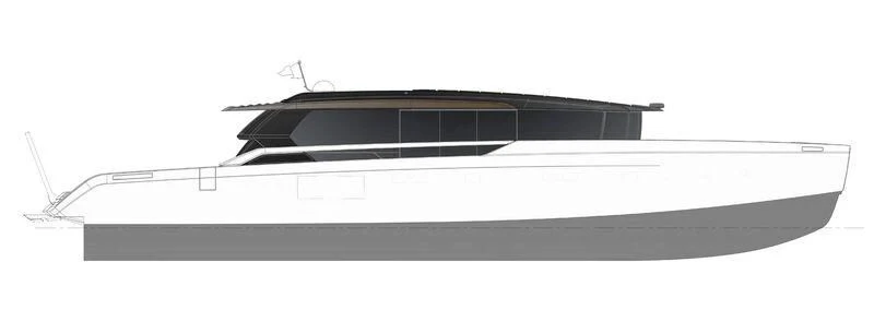 a black and white boat aboard ANMAX Yacht for Sale