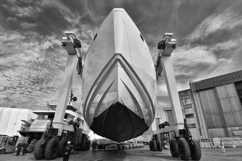 a large machine on a trailer aboard ANMAX Yacht for Sale