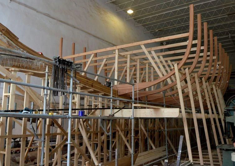 a large room with many pipes aboard VAGANTE Yacht for Sale