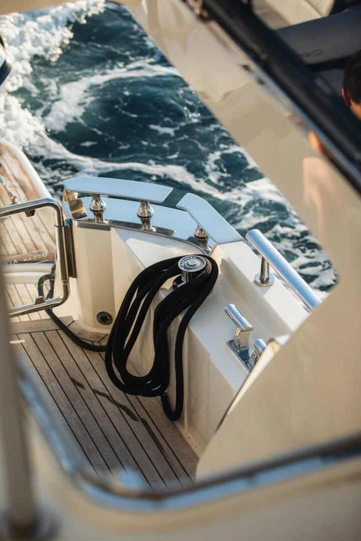 a boat with a steering wheel aboard PLAYBOOK Yacht for Sale