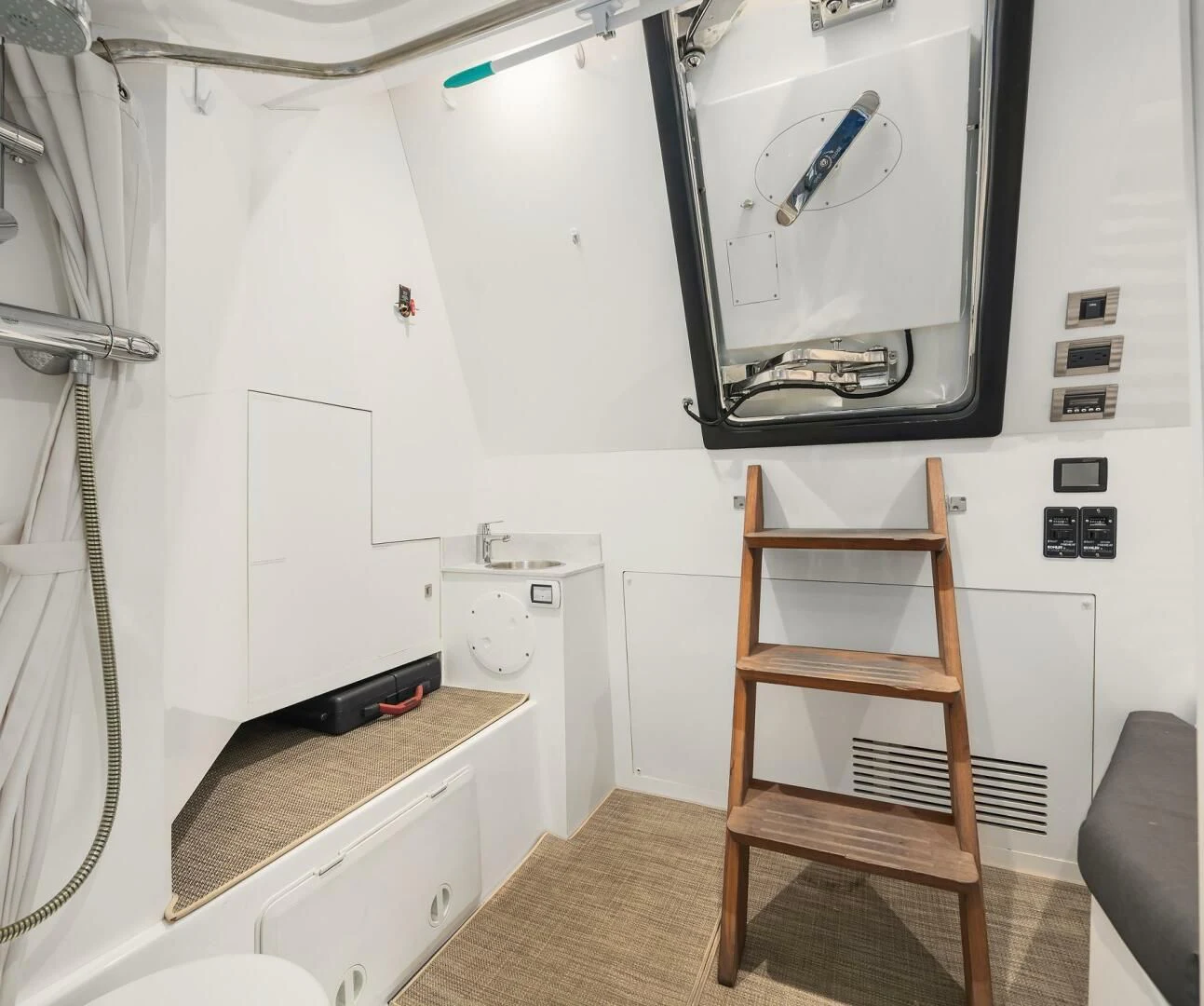 a ladder in a room aboard PLAYBOOK Yacht for Sale