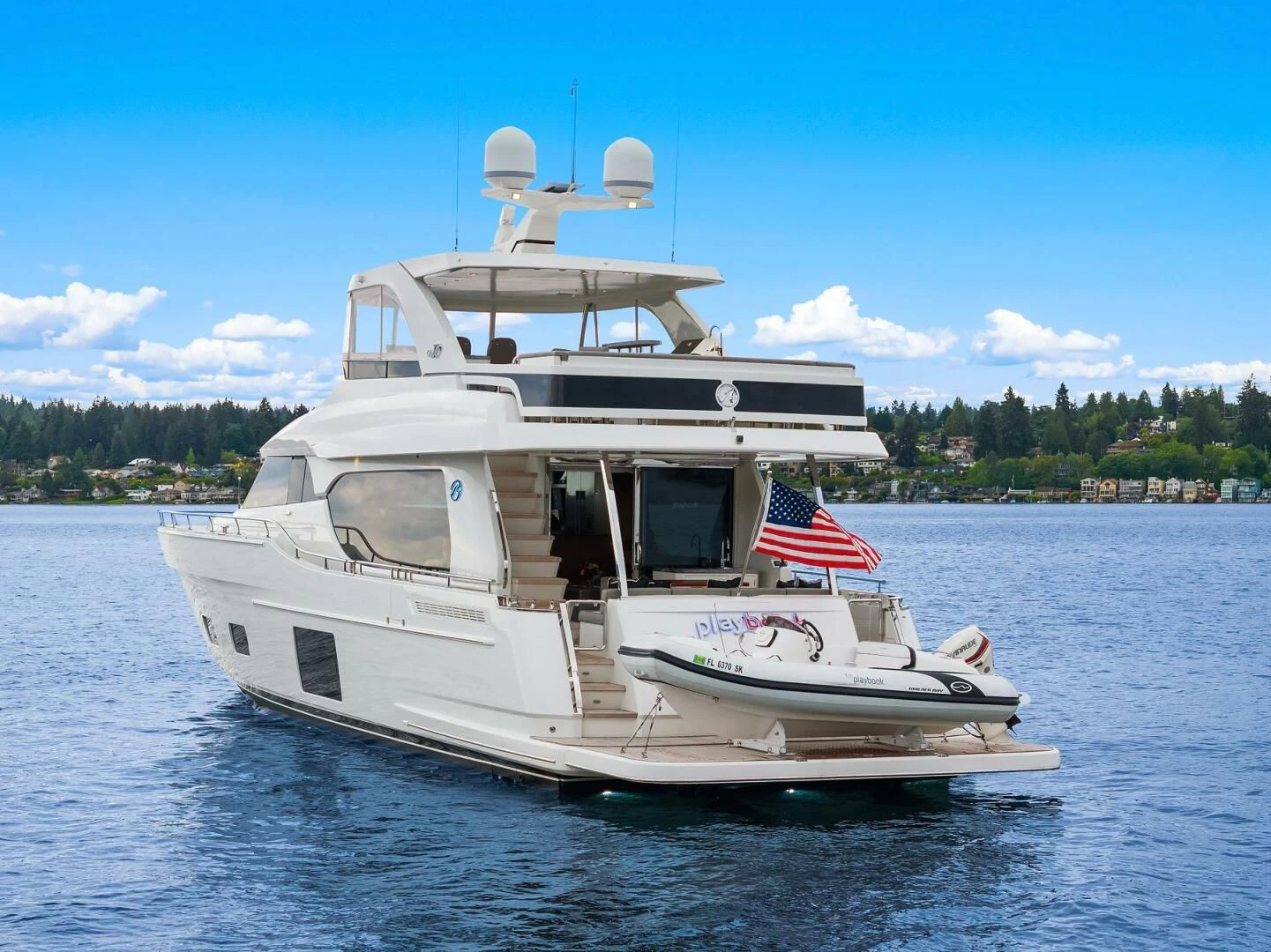a boat on the water aboard PLAYBOOK Yacht for Sale