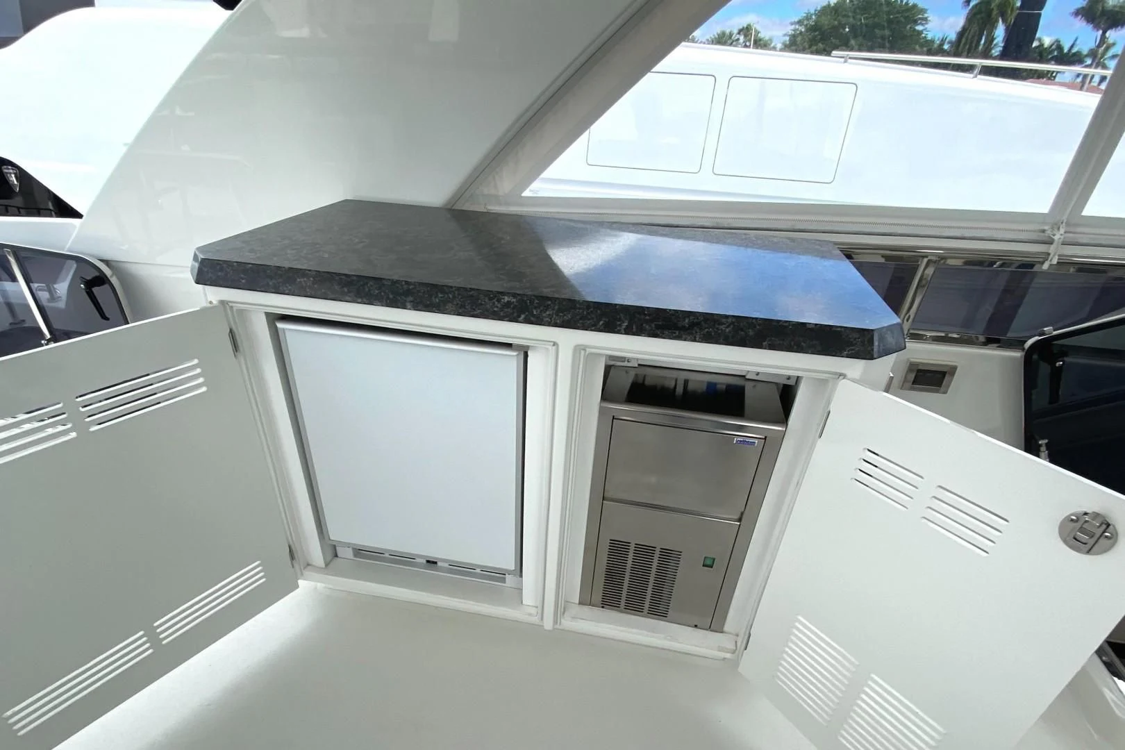 the inside of a car aboard PLAYBOOK Yacht for Sale
