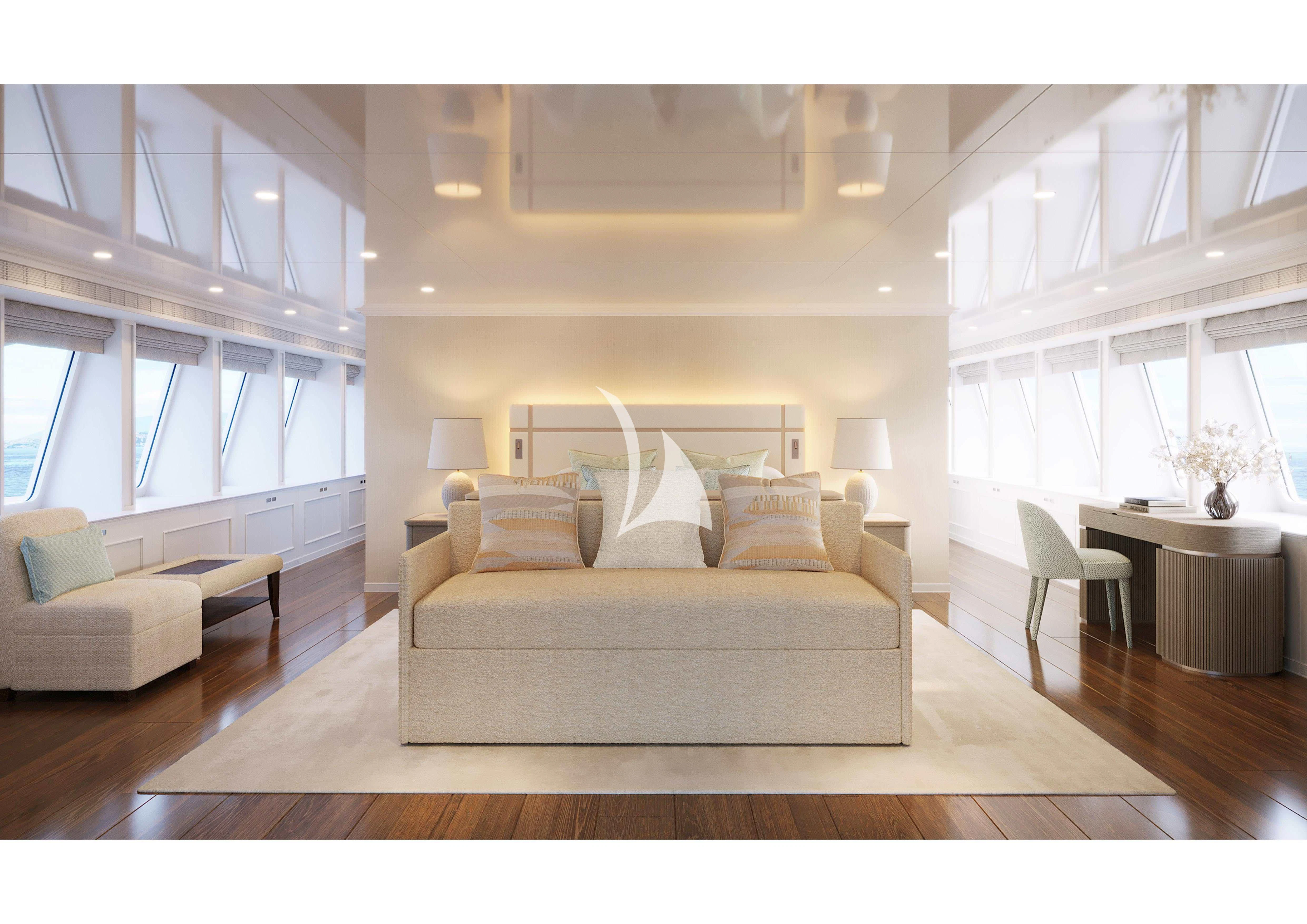 a living room with a couch and a table aboard IDEFIX II Yacht for Charter