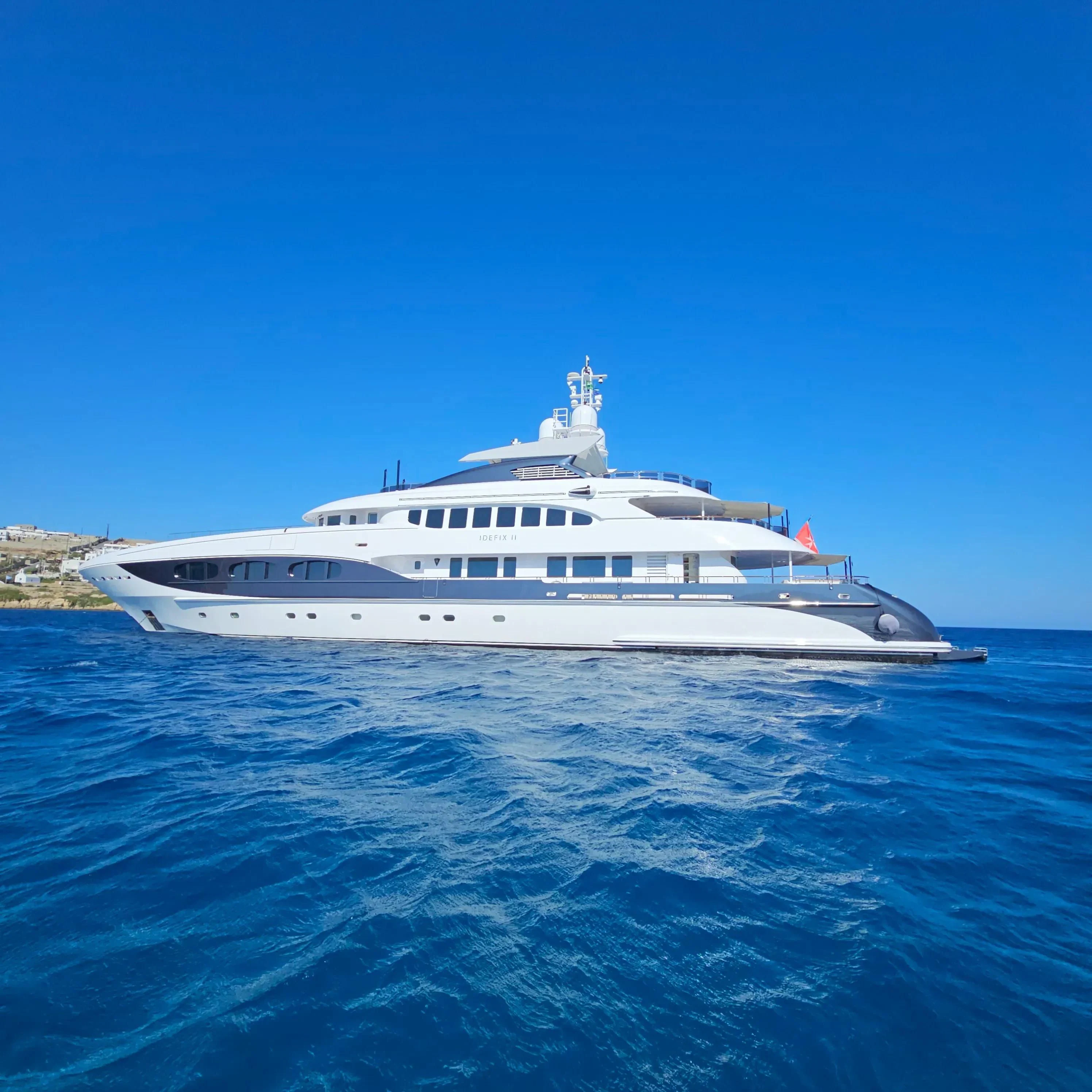 a white yacht in the water aboard IDEFIX II Yacht for Charter