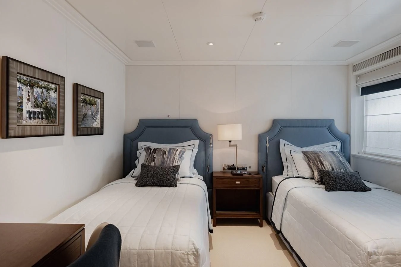 a couple of beds in a room aboard IDEFIX II Yacht for Charter