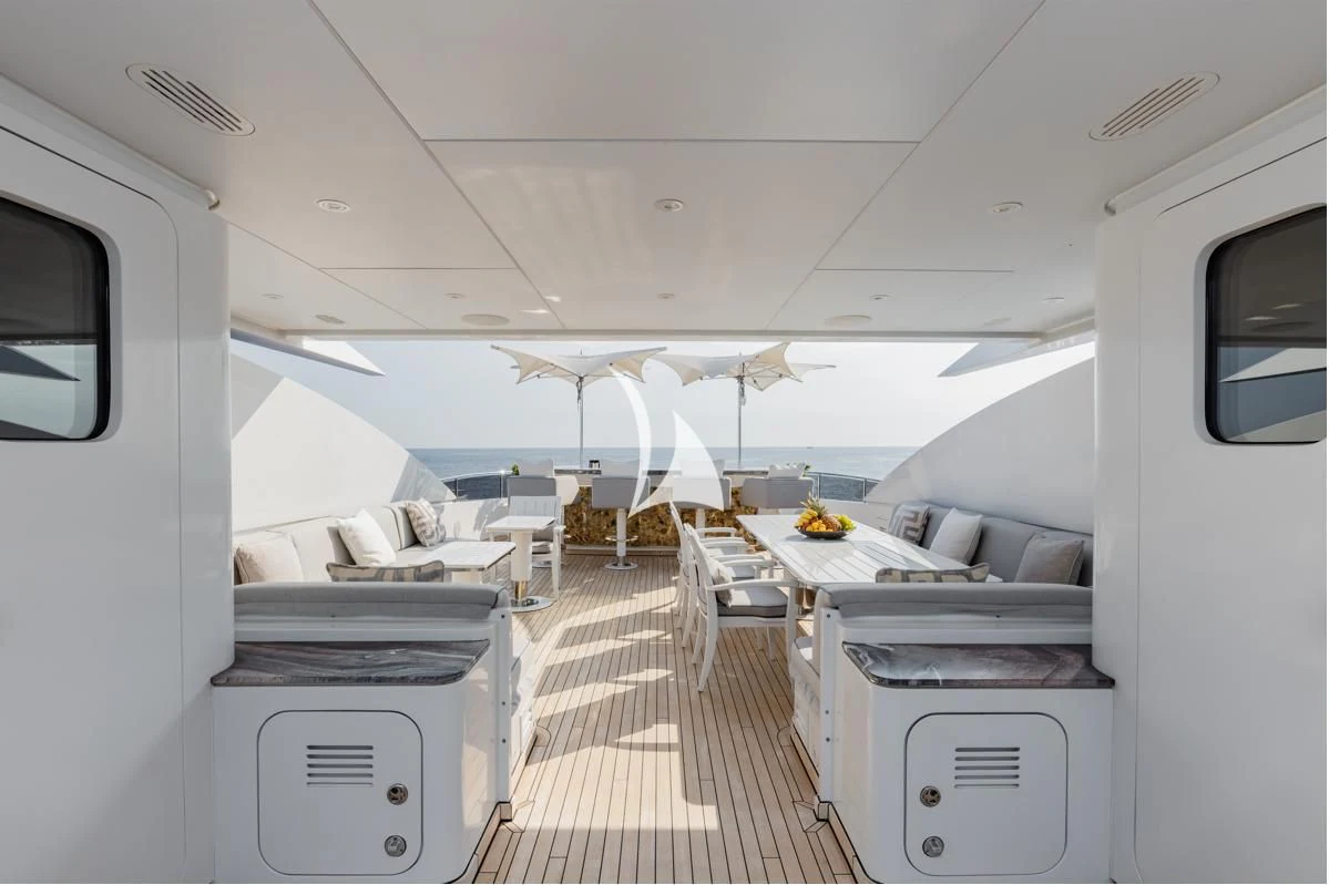 inside of an airplane aboard IDEFIX II Yacht for Charter