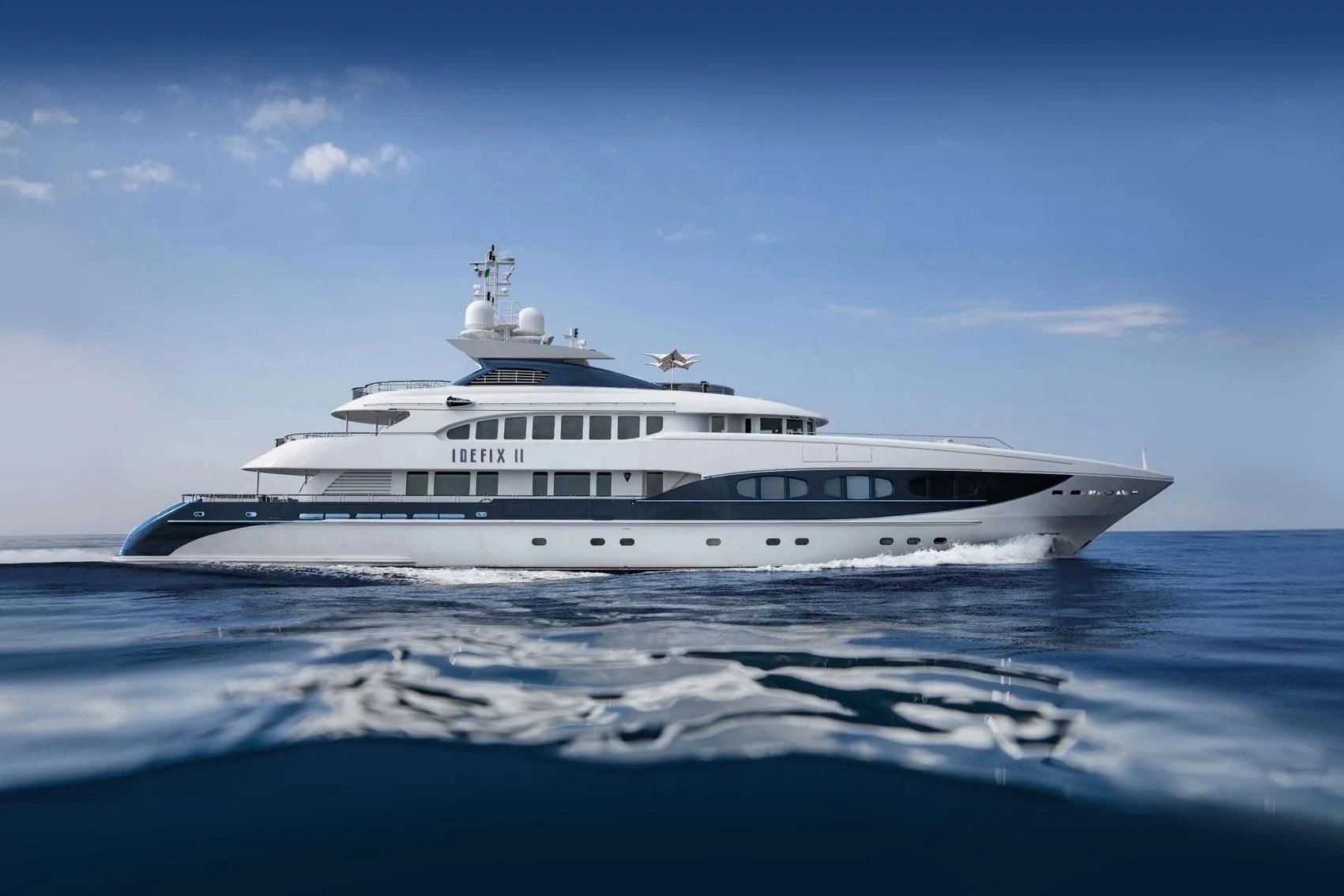 a white yacht in the water aboard IDEFIX II Yacht for Charter